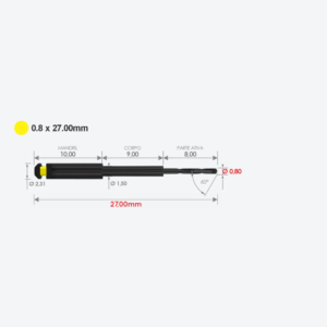 Broca EG DSM 0.8×27 mm para Endodontia Guiada